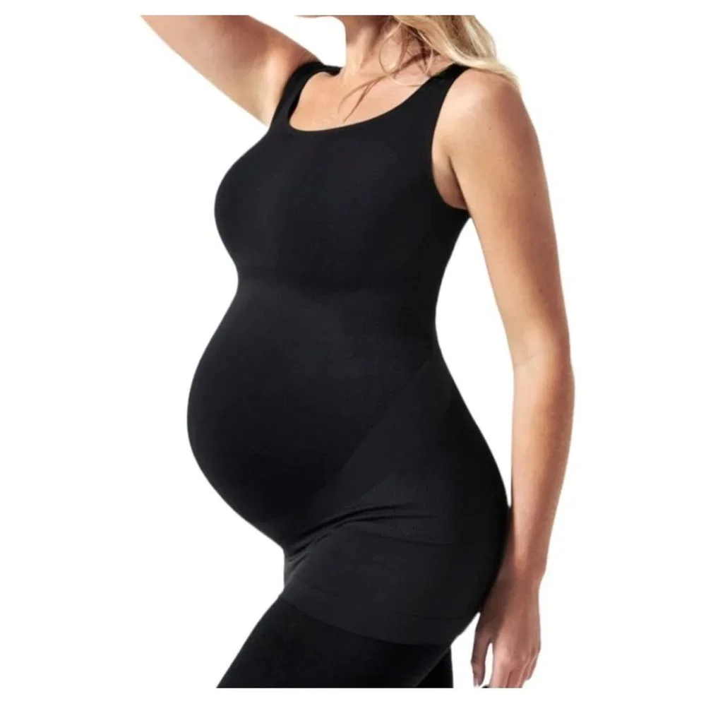 Blanqi Black Everyday Maternity Belly Support Tank Top Size Large